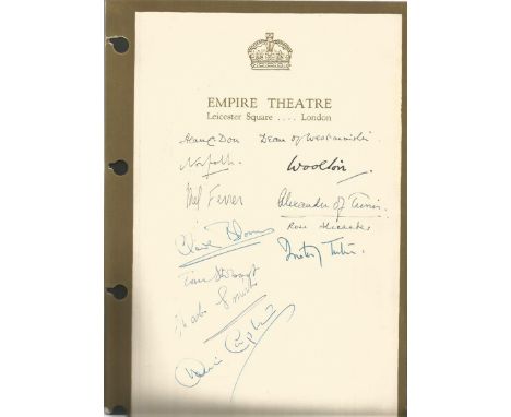 Field Marshal Harold Alexander and others signed page. Very rare page, measuring 8x12 inches approx, taken from a visitors bo