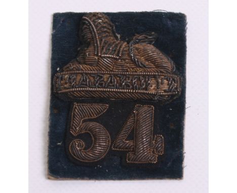 54th Regiment of Foot Officers Bullion Forage Cap Badge Circa 1857, being the Sphinx with Marabout below and the number 54. S