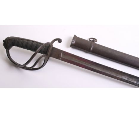 British 1821 Pattern Light Cavalry Officers Sword complete with its original scabbard. Grip retains the original wire. Blade 