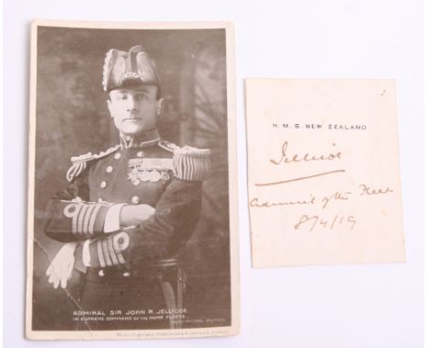 Signature and Photograph of Admiral Sir John R Jellicoe, the inked signature was signed simply with his surname and underneat
