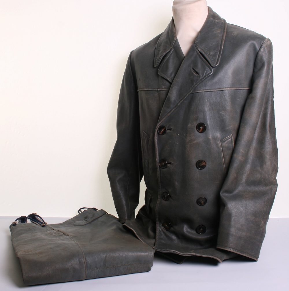 WW2 German UBoat Crews Two Piece Leather Suit consisting of double