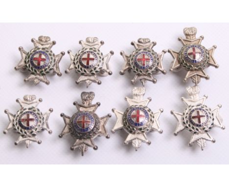 Royal Sussex Regiment Officers Collar Badges constructed from silver plate and enamel. All are complete with the original fit