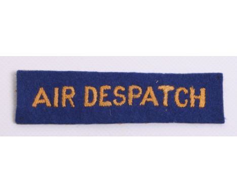 Royal Army Service Corps Air Despatch Title, blue rectangle with yellow embroidered lettering. Good overall condition. 