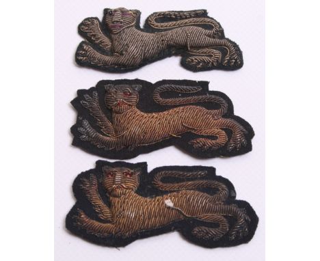 1st & 2nd Battalion Royal Guernsey Militia (Light Infantry) Officers Bullion Frock Coat Collar Badges circa 1904 & 1905, two 