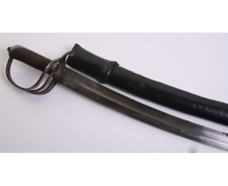 Victorian Indian Cavalry Trooper's Sword, broad curved fullered blade 30.5" with hatchet tip, stamped J.R.Gaunt & Son Ltd Lon