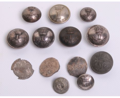 Selection of Early Dorset Regiment Tunic Buttons consisting of remains of an officers silver button circa 1757-67, two ground