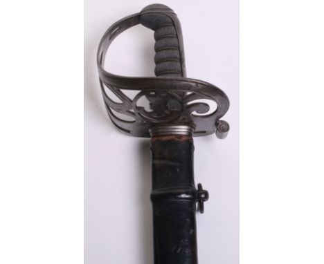 Victorian 1827 Pattern Rifle Officer's Sword,  blade 32.5" by Firmin, etched with crowned VR cipher, ‘Rifles' and strung bugl