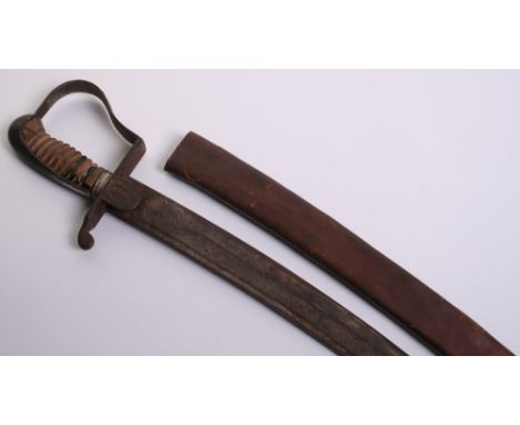 Ethiopian Cavalry Sword, broad curved fullered blade 32" (probably Belgian) etched with Amharic inscription and foliage, stee