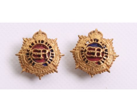 Edward VIII Royal Army Service Corps Officers Collar Badges in gilt and enamel with two lug fittings on the reverse. Badges r