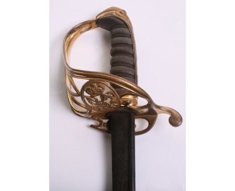 George IV 1822 Pattern Infantry Officer's Sword, pipe back blade 31" etched with crowned ciphers, regulation hilt retaining m