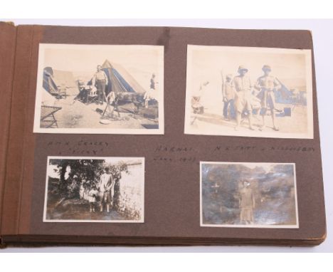 1920's India and North West Frontier Photograph Album, consisting of snap shot photographs compiled by an officer. Images rem