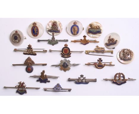 Selection of Sweetheart Brooches / Tie Pins consisting of Royal West Kent brass and enamel, West Yorkshire brass and enamel, 