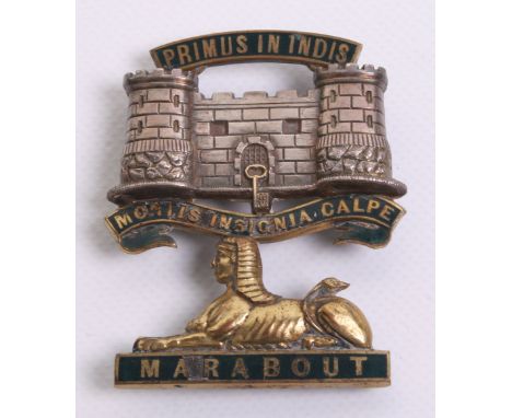 Dorsetshire Regiment Officers Forage Cap Badge 1881-94, of silver gilt and enamel. Two lug fittings to the reverse of the bad