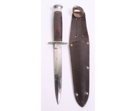 British Private Purchase Officers Combat Knife by William Rodgers of Sheffield, housed in the original leather scabbard with 