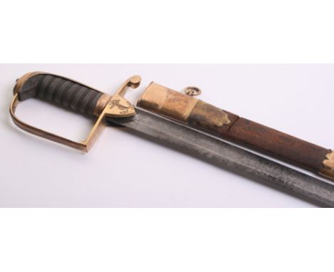 Georgian Royal Navy Warrant Officers Sword Circa 1825 complete with the remains of the original leather and gilt mount scabba