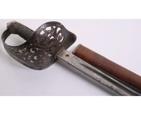 Victorian 1895 Pattern Infantry Officer's Sword, Blade 32.5" by Wilkinson No.35709 etched with royal cipher, arms, scrolls an