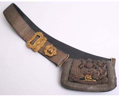 Victorian Royal Artillery Officers Dress Pouch and Cross Strap, pouch is complete with the gilt metal artillery piece. Bullio