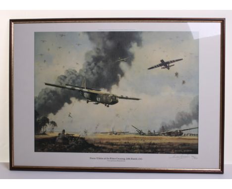 Two Modern Prints of WW2 Airborne Interest including framed limited edition (743/850) Michael Burnett Horsa Gliders at the Rh