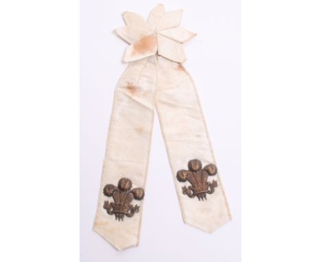 Boer War Dorset Imperial Yeomanry Chaplains Stole Vestment Section of white satin cloth with brass Prince of Wales feathers t