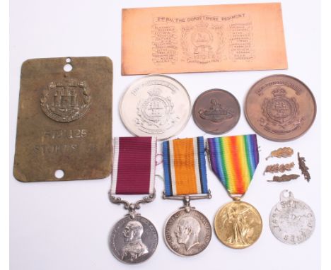 Selection of Medals Dorset Regiment Interest consisting of Great War medal pair awarded to “18611 PTE J F WITT DORSET R", Geo