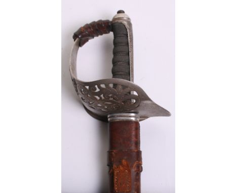 British Edward VII 1897 Pattern N.C.O's Sword, polished blade 32.5", regulation hilt and leather covered field service scabba