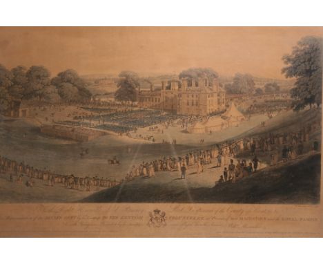 Kentish Volunteers Circa 1800 Coloured Print produced by messrs Simmons & Co of Canterbury. Showing a representation of a din