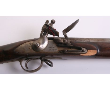 Good Flintlock Trade Musket, 55", barrel 39", London proof marks, lock stamped Barnett London, stock stamped Barnett Minories