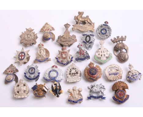 Selection of Regimental Association Lapel Badges consisting of chrome and enamel Rifle Brigade, East Surrey white metal and e