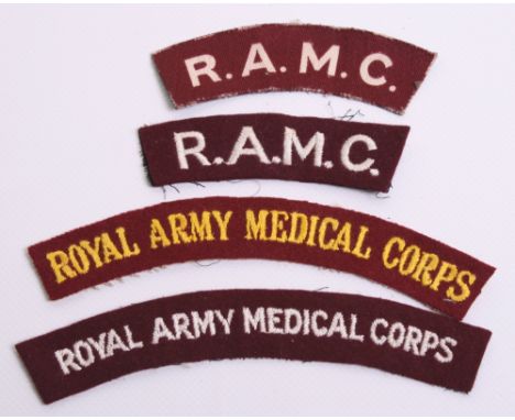 Rare Airborne Issue Royal Army Medical Corps Cloth Shoulder Title, yellow lettering on maroon backing cloth. Title is in very