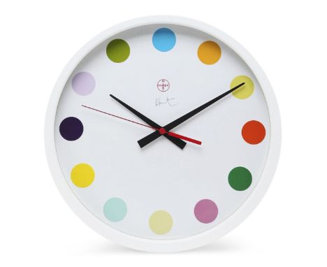 Damien Hirst (British 1965-), 'Spot Clock Large', 2009, white powdered metal quartz wall clock, bearing the Artists' printed 