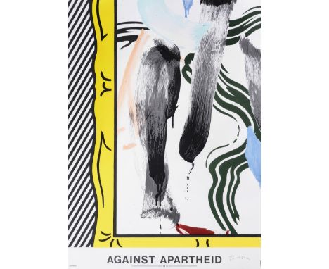 Roy Lichtenstein (American 1923-1997), 'Against Apartheid', 1983, offset lithograph in colours on wove paper, signed, from an
