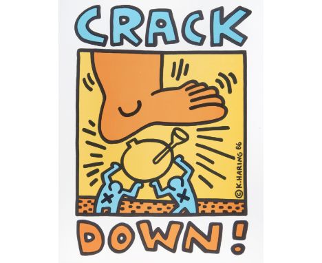 Keith Haring (American 1958-1990), ‘Crack Down!’, 1986, offset lithograph in colours on paper, produced as part of The Crack-
