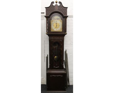 An early 20th century mahogany eight-day longcase clock, with Whittington and Westminster chimes striking on tubular bells, t