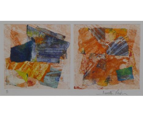 ANNETTE LEIVEN, An Abstract print, numbered 1/1, signed, framed and glazed. 34 x 18.5 cm.