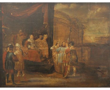After DON FRANCISCO FRANCKIN (1581-1642), Exodus Chapter 7, oil on panel, framed. 71.5 x 55 cm.