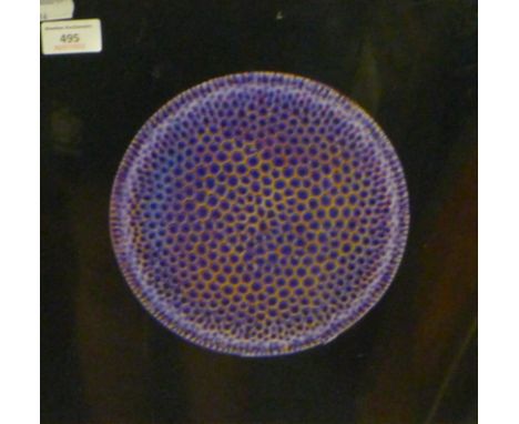 BEN DOBSON, A Study of Patterns in Blue and Orange, print, framed and glazed. 32 x 32 cm overall.