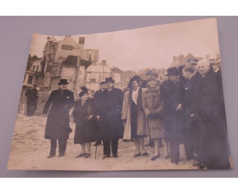 A vintage photograph of the signing of the Anglo-French Treaty of Alliance at Dunkirk, dated 4.3.47, the reverse with applied