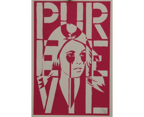 PURE EVIL, an original silkscreen, signed in pencil, unframed. 35 x 50 cm.