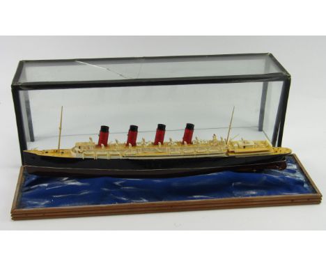 A scale model of The RMS Mauritania, cased, 44.5cm x 12.5cm x 15.5cm, (AF).