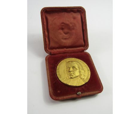 A De La Salle gilt metal medal, awarded by The Institute of The Brothers of The Christian Schools to Mrs Hazel Heaton Armstro