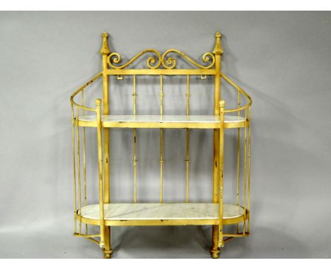 A wrought iron two shelf display unit, 85cm high