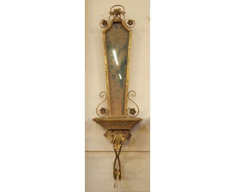 A gilt wall mirror with shelf, 93cm high