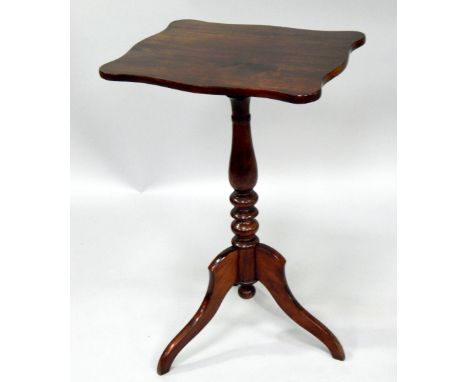 A Victorian mahogany tripod table, with shaped top, 47cm x 40cm