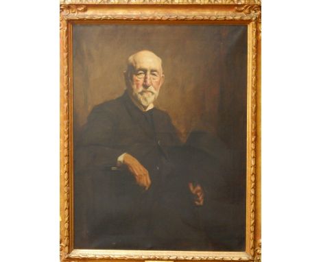 George Fiddes Watt ARSA (1873-1960), John Syme Esq of Strathkinnes, St Andrews, half length portrait, oil on canvas, titled, 