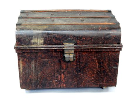 A Victorian grain painted tin trunk, 80cm wide.