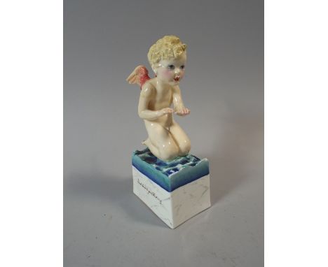 A Royal Worcester Figure by Gwendoline Parnell, "Good Luck to Your Fishing". Number 3095. Puce Back Stamp.