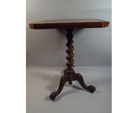 A Victorian Rectangular Topped Wine Table with Barley Twist Support and Tripod Base. 