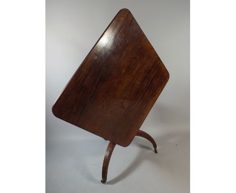 An Unusual 19th Century Mahogany Offset Square Snap Top Breakfast Table on Tripod Support with Castors. 91 Cm Square. 