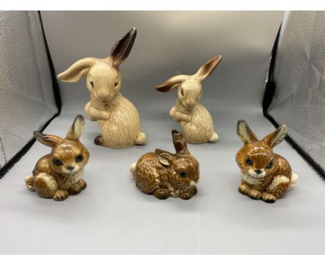 Set of 2 Sylvac and Set of 3 Goebel Rabbit Figures 
Great Condition, No Damage