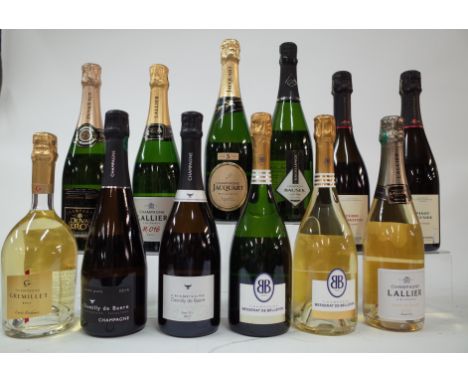 12 BOTTLES CHAMPAGNEGremillet Cuvée Evidence Brut NV; Champagne Demilly de Baere Cuvée Pure Brut 2014 and Cuvée Rare Blanc de